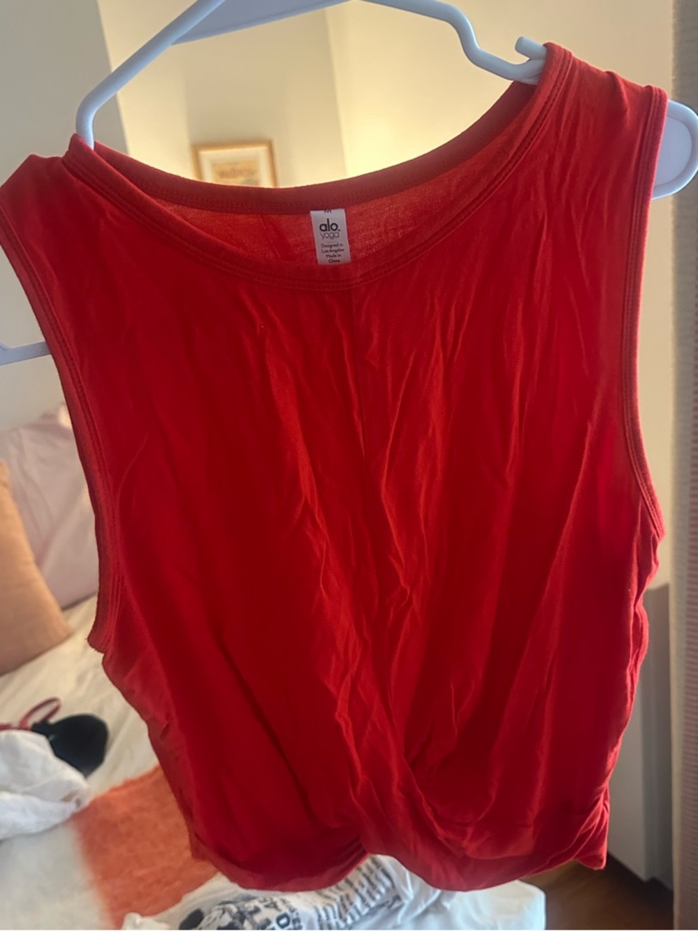 ALO Yoga Red Twist-Front Muscle Tank